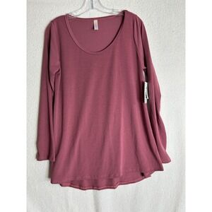 LuLaRoe Lynnae Top Womens Large L Long Sleeve Scoop Neck Tunic Mauve Pink NWT